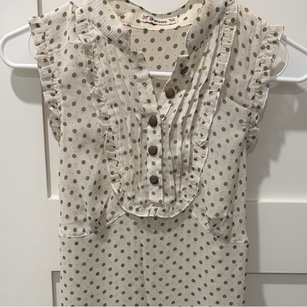 Forever Cream and Green Polka Dot Spring Y2K feminist spring summer neutral
